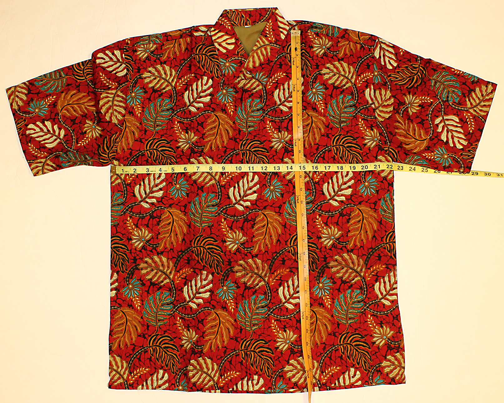 New Men Fashion Indonesian Batik Short Sleeve Shirt Size 2XL 